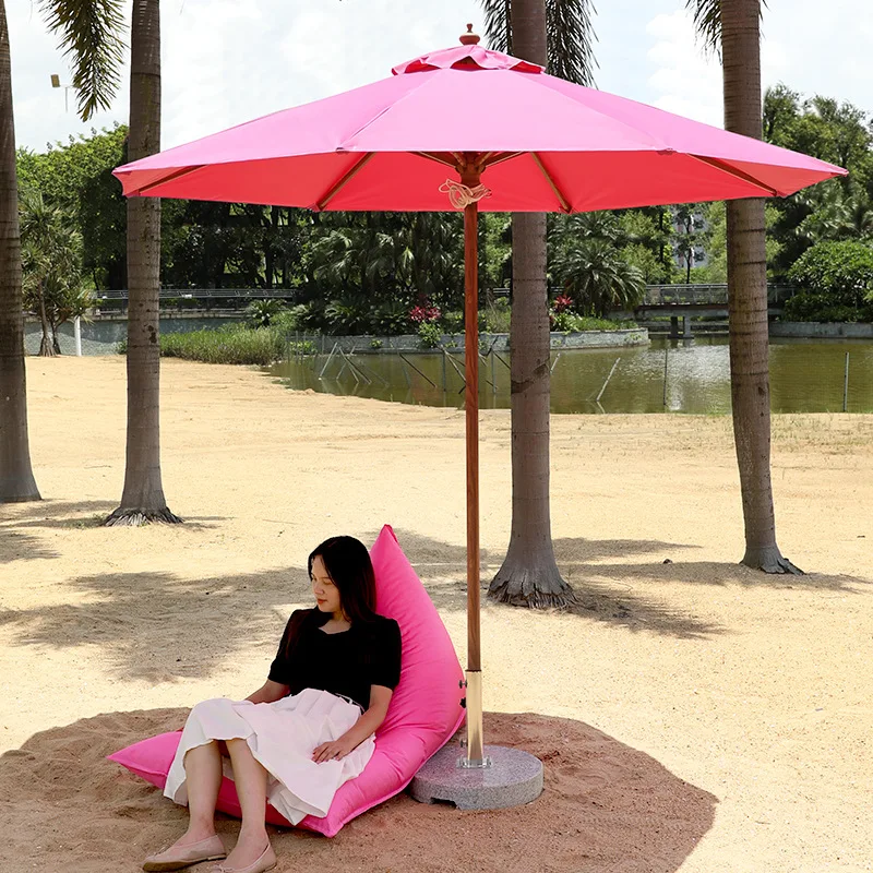 Outdoor parasol courtyard seaside beach sun umbrella swimming pool central column umbrella outdoor waterproof rose red pink larg