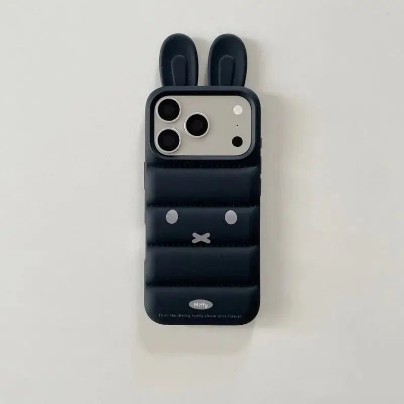 Kawaii Miffy Phone Case with Cartoon Miffy Rabbit Ears 17Promax 16Pro 15 Plus 14 Promax 14 Pro 13 Promax 12 11