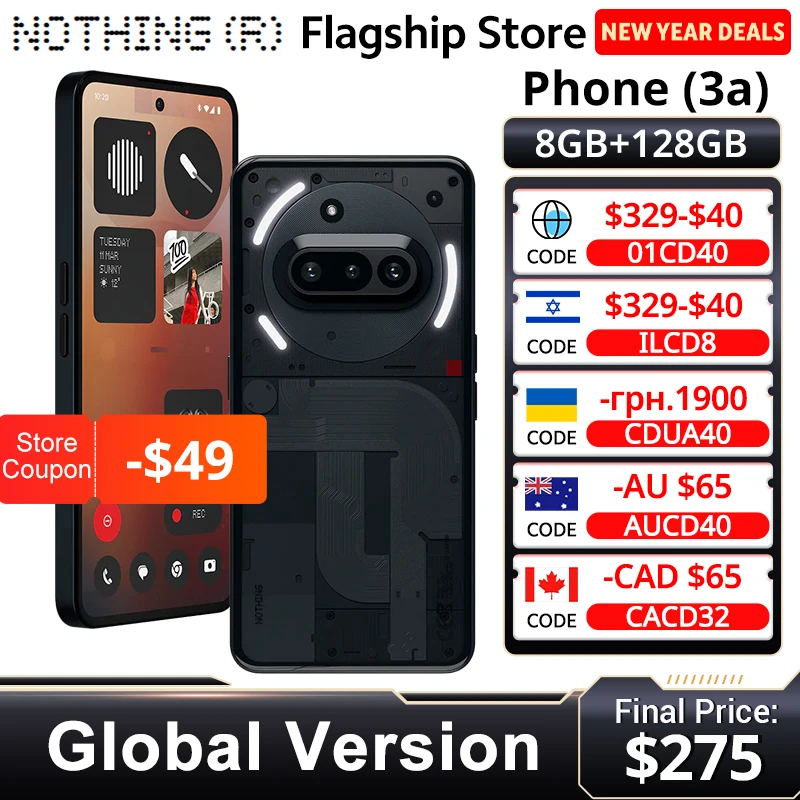 НОВЫЙ телефон Nothing (3a) 5G Snapdragon 7s Gen 3 NFC 6,77 дюйма AMOLED Diaplsy 120 Гц 50 МП Основная камера 50 Вт Зарядка 5000 мАч