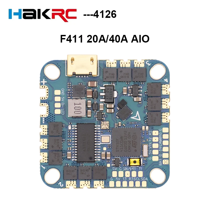 

HAKRC F4126 F411 AIO Flight Controller ICM42688 BLHELI_S 20A/40A(35A) ESC Built-in OSD Barometer Current Sensor for RC FPV Drone