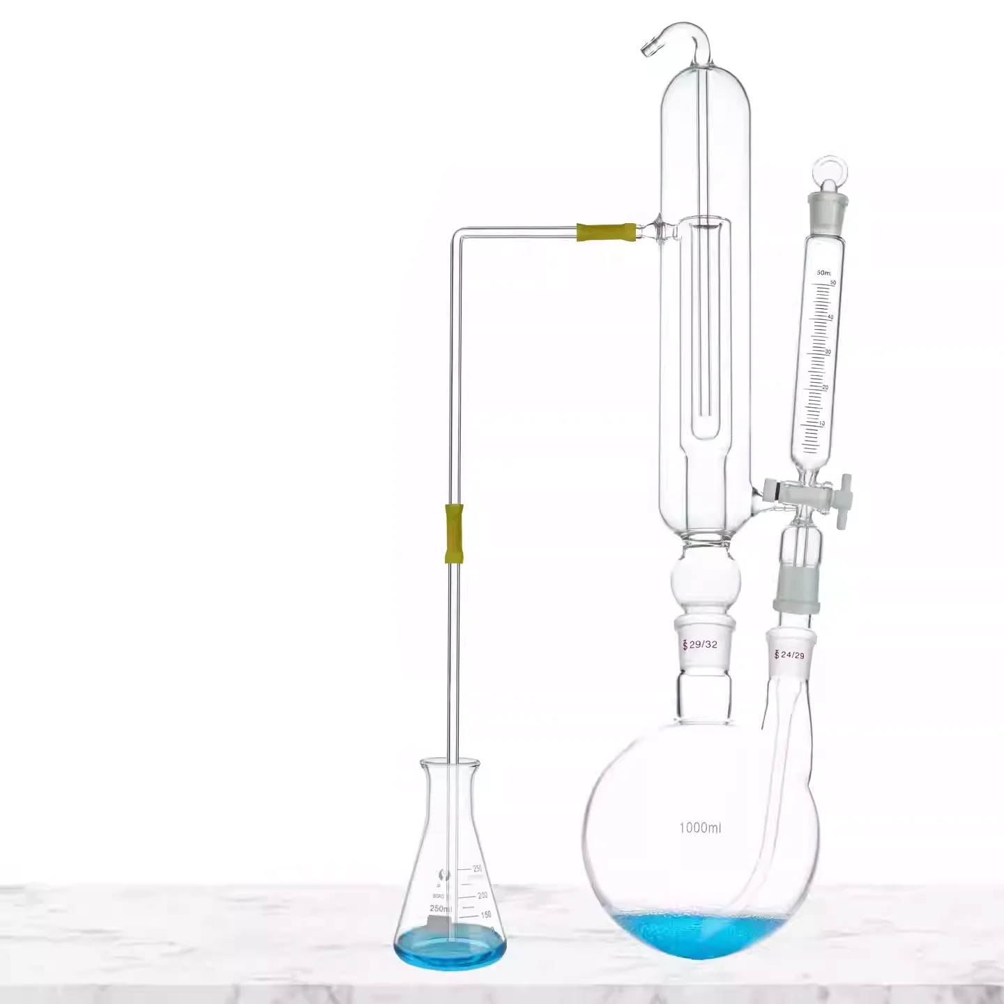 Acid base titration distillation device, residual sulfur dioxide, glass nitrogen filled distiller