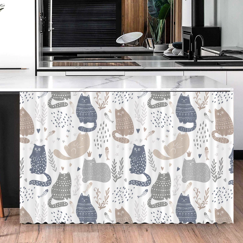 VIKAMA Kitchen Cooking Quote Cabinet Curtain, 6 Designs, Cupboard Decor for Kitchen Living Room