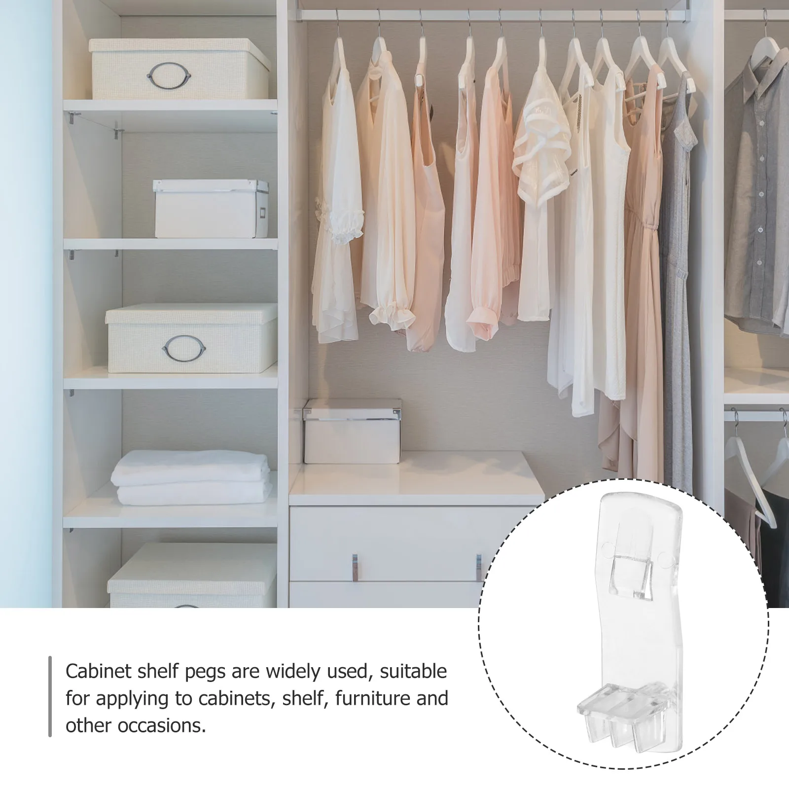 

25pcs Long Board Support Partition Shelf Pegs 51x17.5x22mm Plastic Cabinet Clips Shelf Pins for Wood Shelving Kitchen Storage