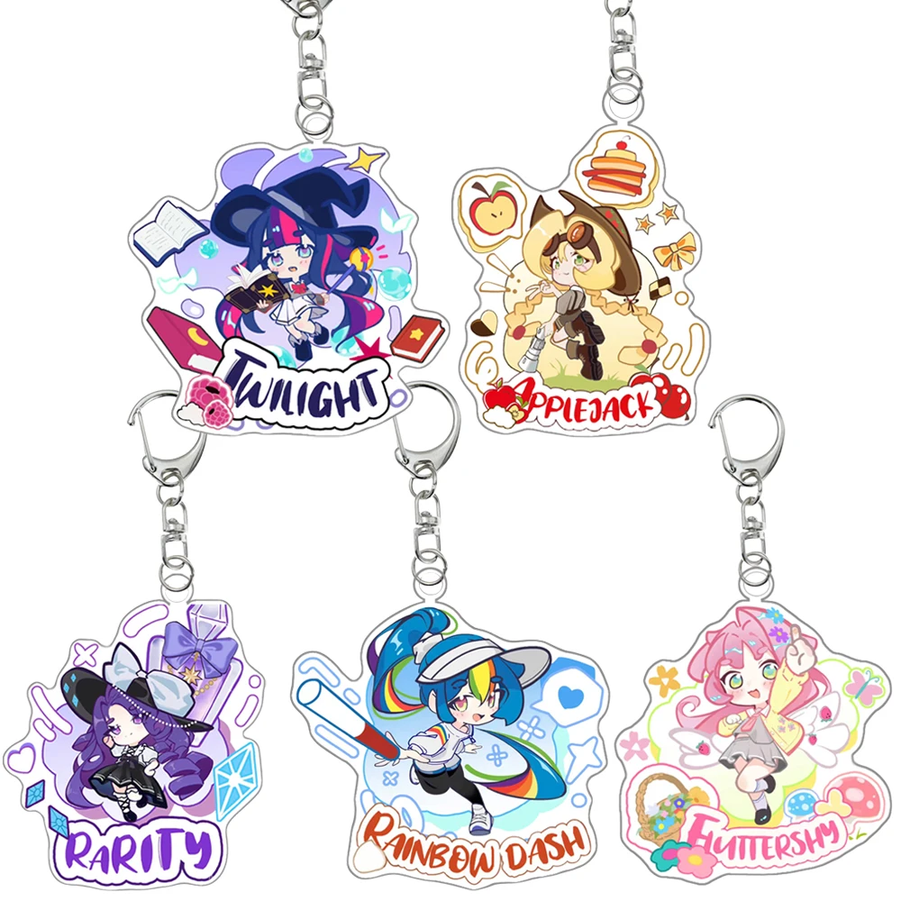 My Little Pony Twilight Sparkle Pinkie Pie Fluttershy Rarity Applejack Rainbow Dash Anime Cartoon Acrylic Keychain Pendant