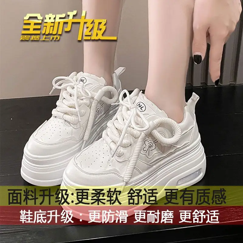 

2025 New Spring Korean version versatile insole height-increasing casual shoes, thick-soled sponge cake breathable women's shoes