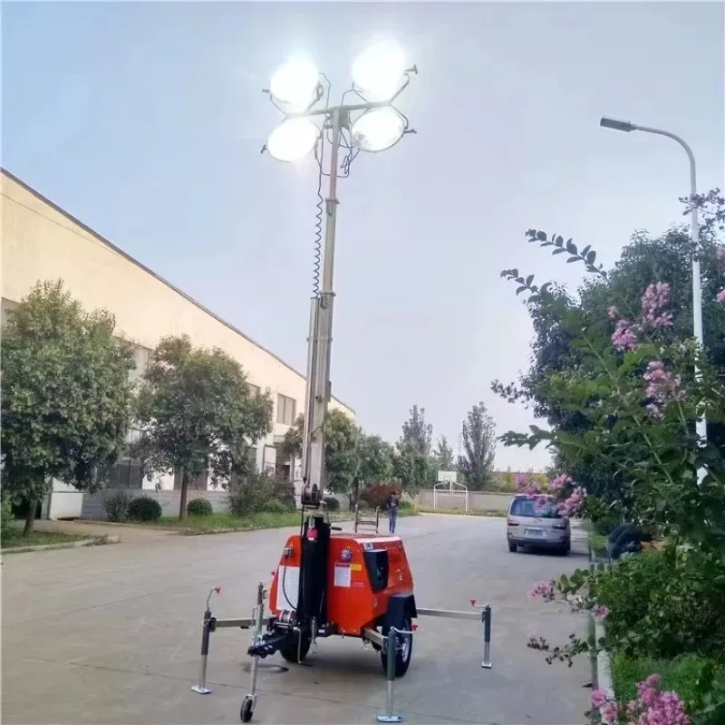 7m White LED Diesel Generator Mobile Light Tower