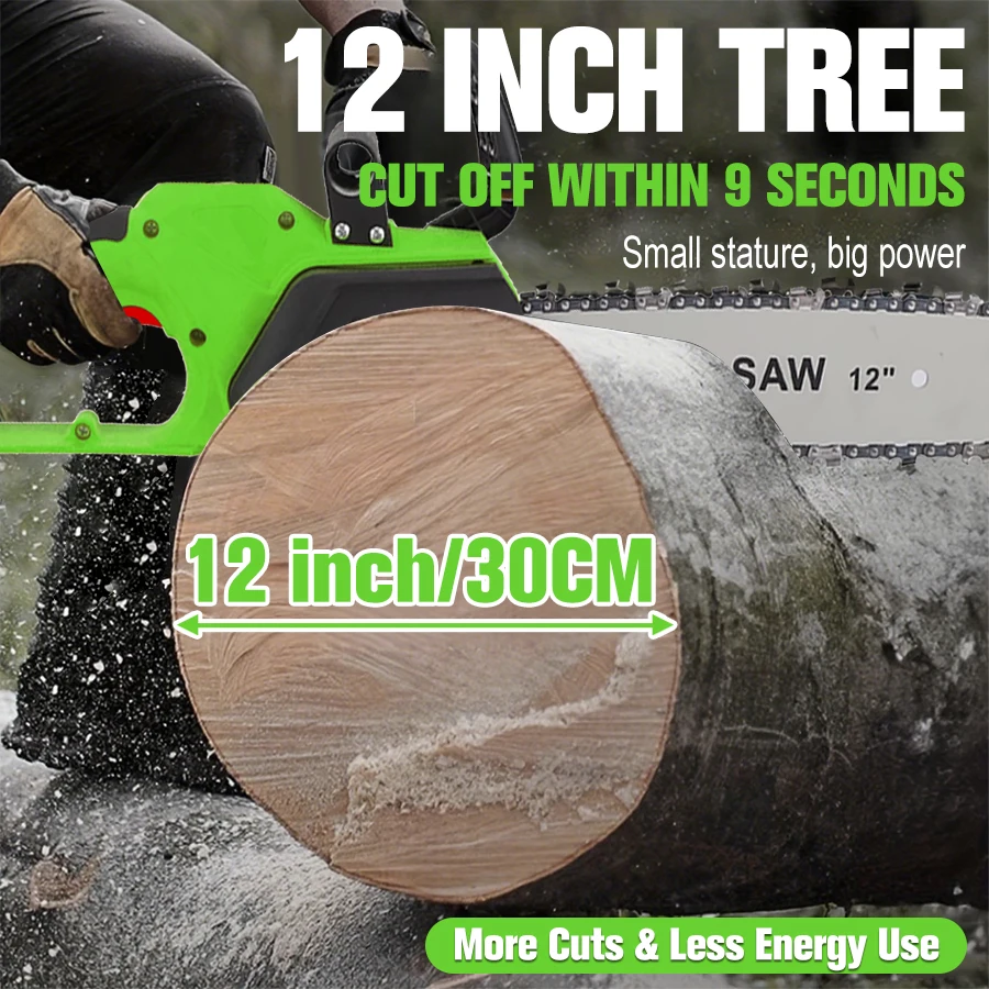 

12-дюймовая аккумуляторная бензопила, портативная электрическая бензопила, секаторы для ручной бензопилы, подходят для лесозаготовок