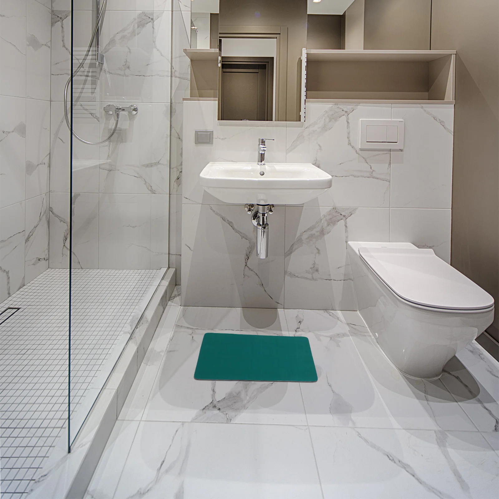 

Solid Color Bathroom Mat Non Slip Bath Rug Quick Dry Water Absorbing Floor Mat Soft Texture Comfortable Bath Pad