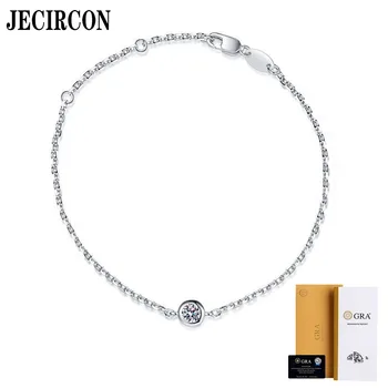 JECIRCON 925 sterling silver Moissanite bracelet for women French Paris lucky bubble single diamond 0.3 carat bracelet platinum