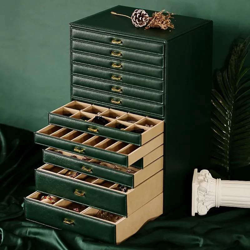 PU Leather Jewelry Storage Box Large Earring Ring Display Boxes Luxury Bracelet Necklace Showcase Case Organizer Jewelry Cases