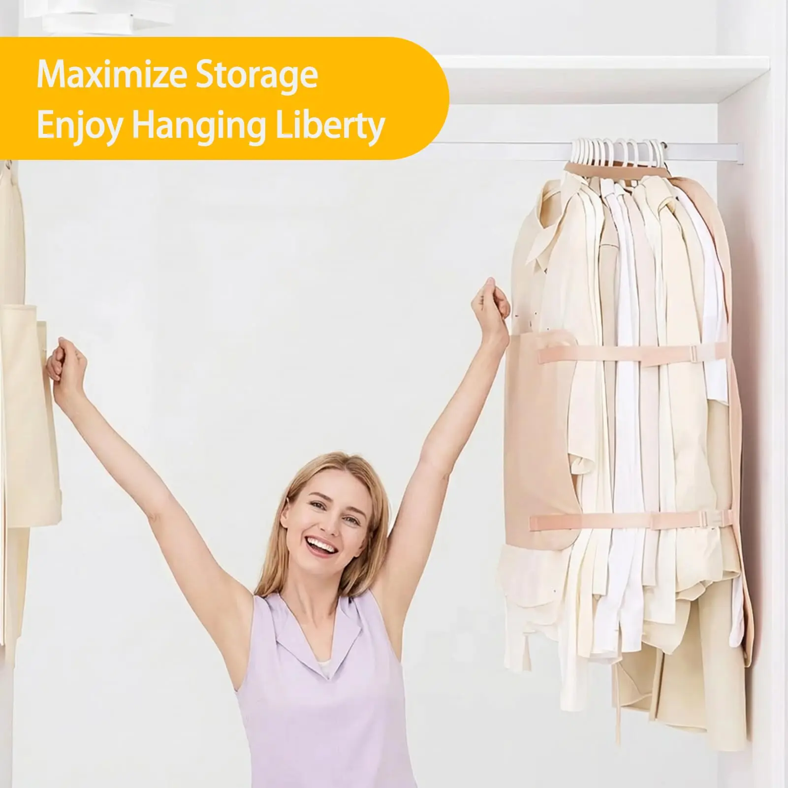 Space-Saving Clothing Storage Bag, Clothes Compression Board, Hanging Compression Organizer, Protective Cover for Clothes