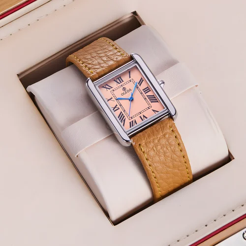 OGEDA, relojes impermeables para parejas, moda informal, cuarzo, correa de cuero de acero inoxidable, esfera cuadrada, reloj para amantes de hombres y mujeres