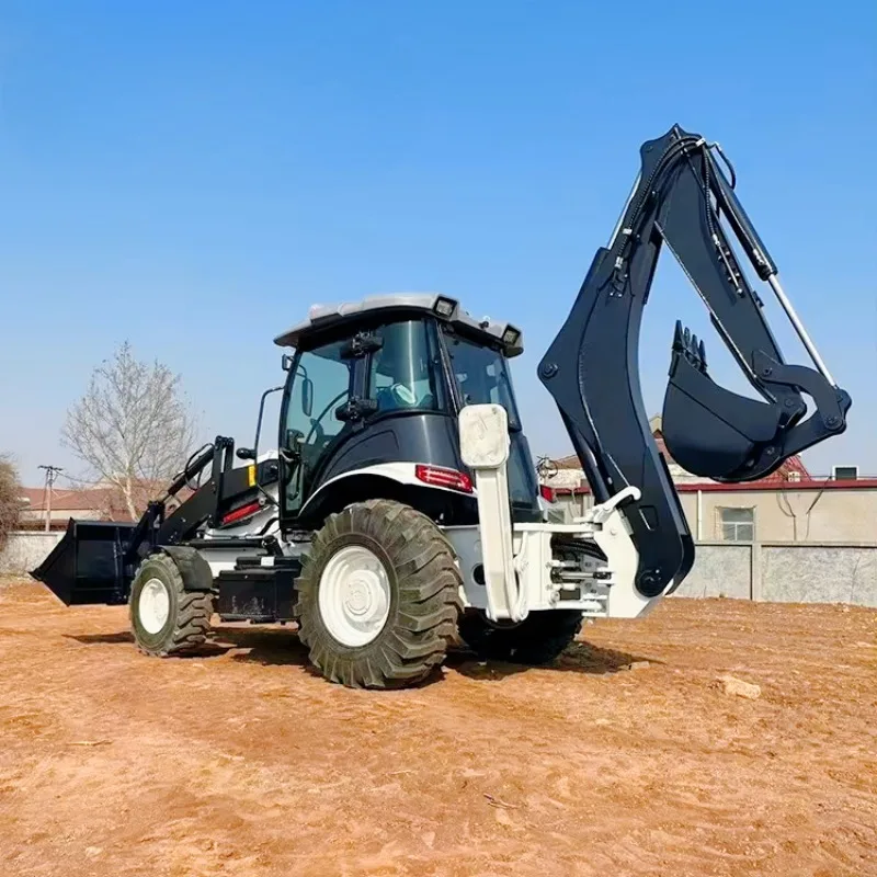 Desain baru Cina Backhoe Loader 2.5ton 2 in 1 menggali dan Memuat mesin daya ganda Backhoe Loader dengan Grapple rumput