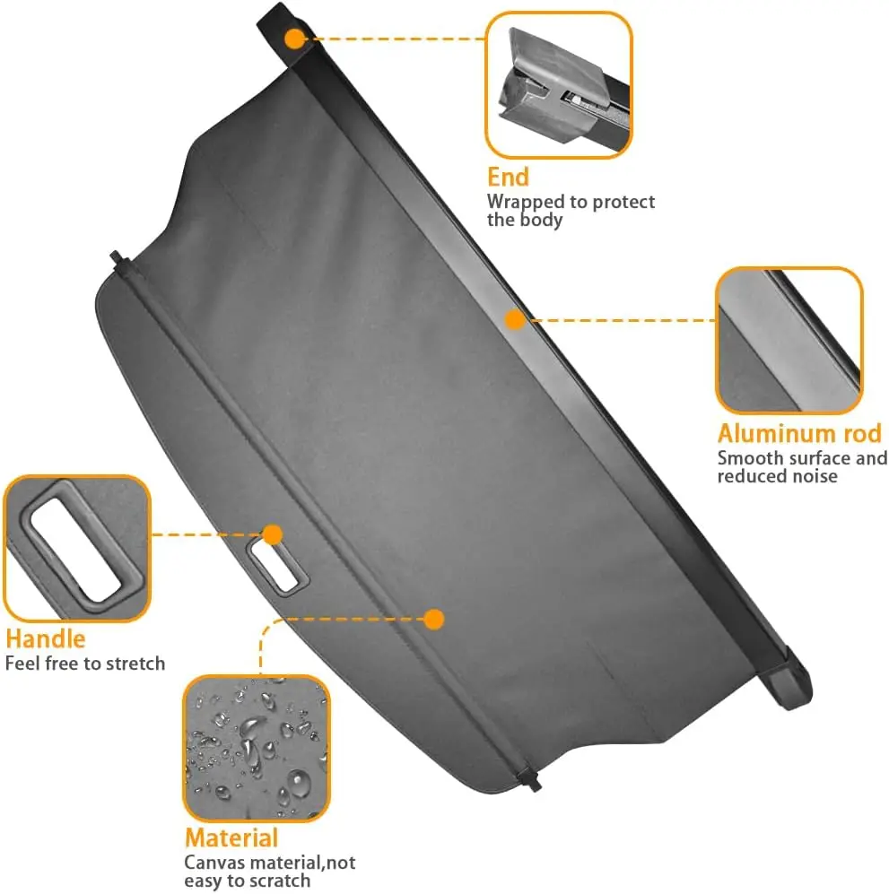 Cubierta de carga SUV retráctil para modelos 2022-2025: parasol de privacidad, protección antirrobo, fácil instalación