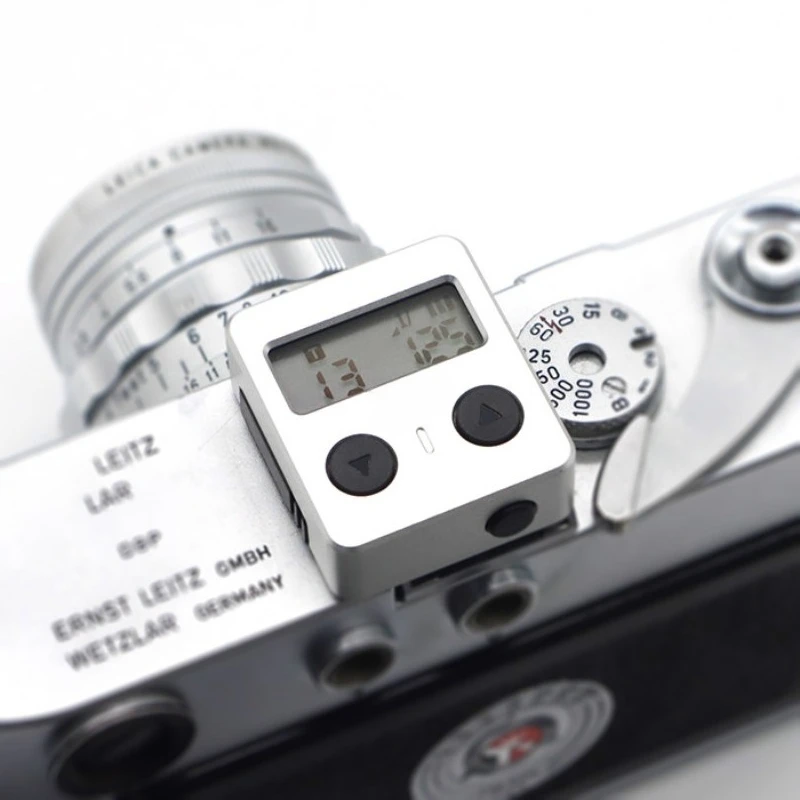Silver Metal Casing On‑Camera Hot‑Shoe Light Meter, Compact External Exposure Light Meter Accessory