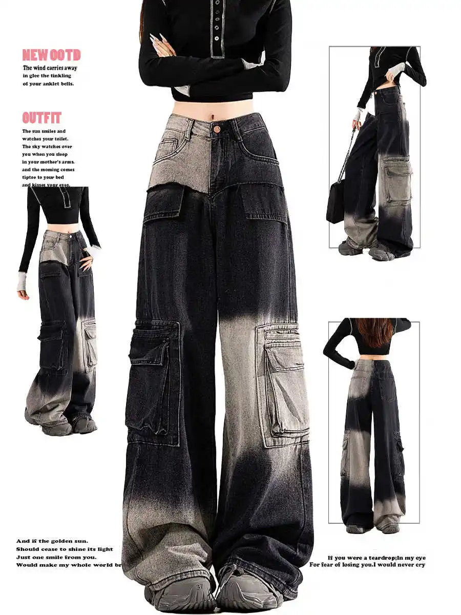 Baggy Cargo Jeans Women High Waisted Vintage Gothic Denim Pants Fashion Jeans Loose Trousers Casual Streetwear Y2k Jeans 2025