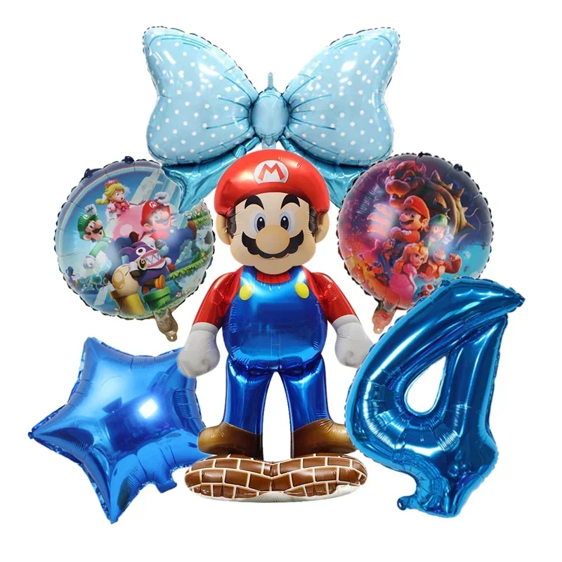 Super Mario Aluminum Foil Balloon Luigi Cartoon Character Peach Princess Pink Balloon Birthday Party Photo Background Decoration