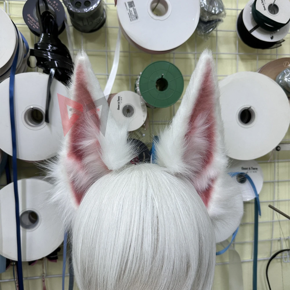 

New LOL Cosplay Costume Accessories Ahri The Nine-Tailed Fox Ears Hairhoop White Brown Tail For Game Party Custom Made