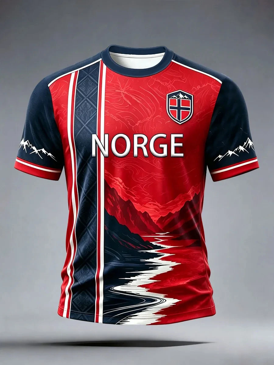 2026 Neues Kinder-T-Shirt, Norwegisches Fußballtrikot mit 3D-Druck, Schnelltrocknender Stoff, Geeignet für Alltag und Training – Detail 4