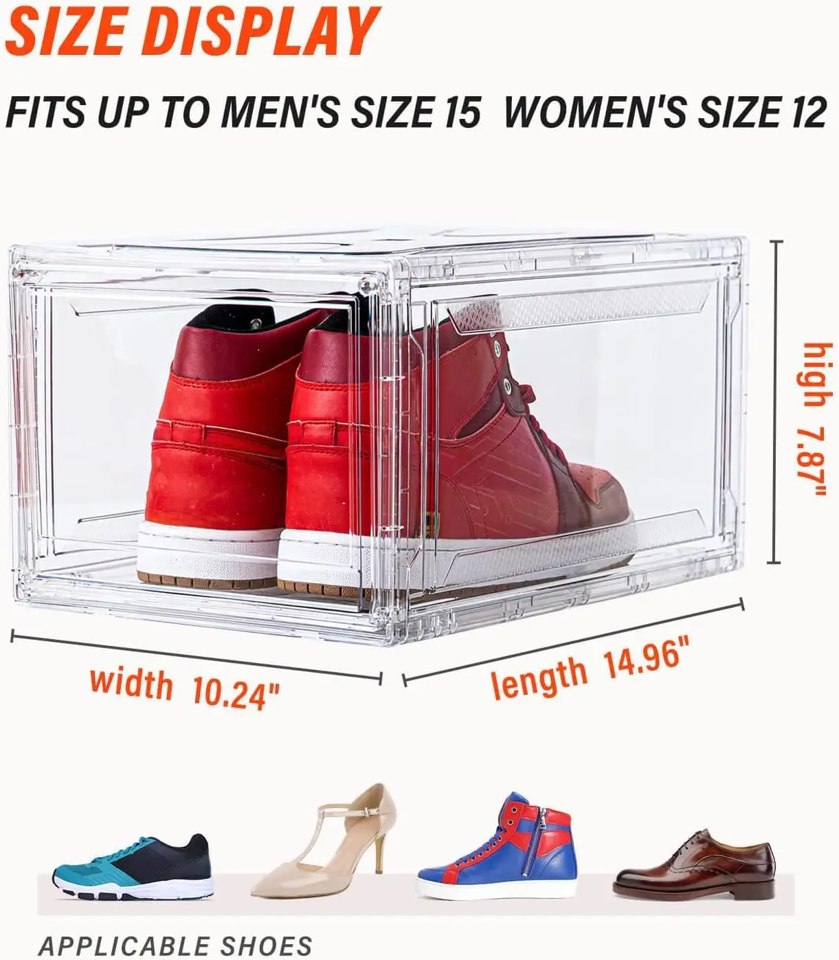 Clear Shoe Boxes Stackable 10 Pack Shoe Storage for Sneakerheads, Front Opening Shoe Organizer, Magnetic Door, Strong and Sturdy
