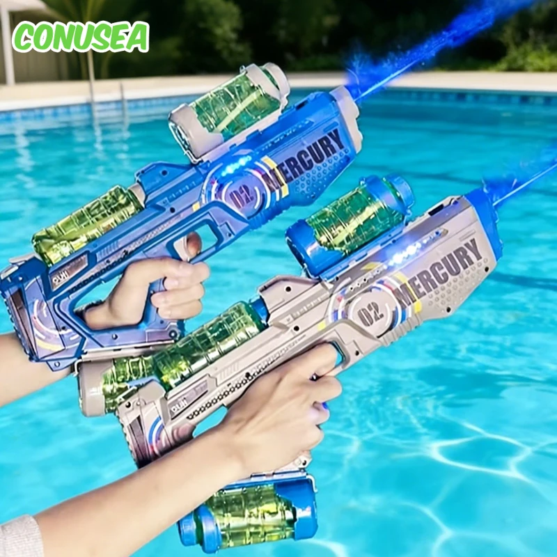 電動水鉄砲-led-ピストル自動水鉄砲連続射撃銃-3-ボトル大容量銃水遊びおもちゃ男の子子供