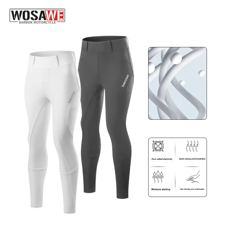 

WOSAWE Women Equestrian Pants High Waist Horse Riding Breeches Summer Breathable Anti-slip Stretch Leggings Outdoor Trousers