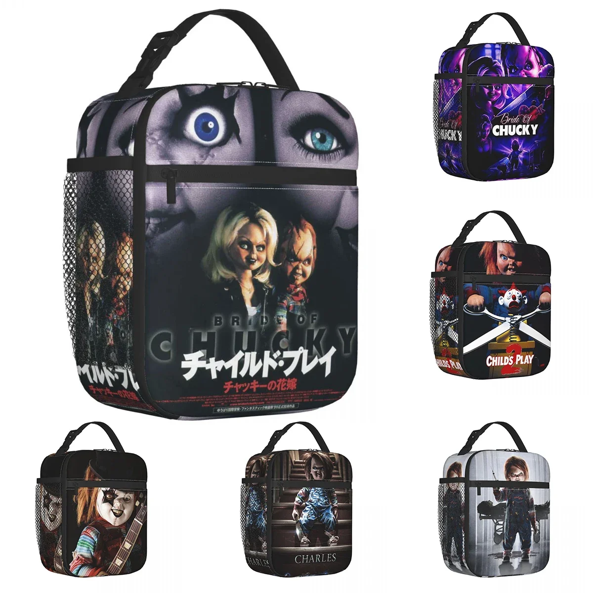 

Childs Play Chucky Insulated Lunch Bag Portable Horror Movie Halloween Food Box Reusable Cooler Thermal Bento Box Picnic