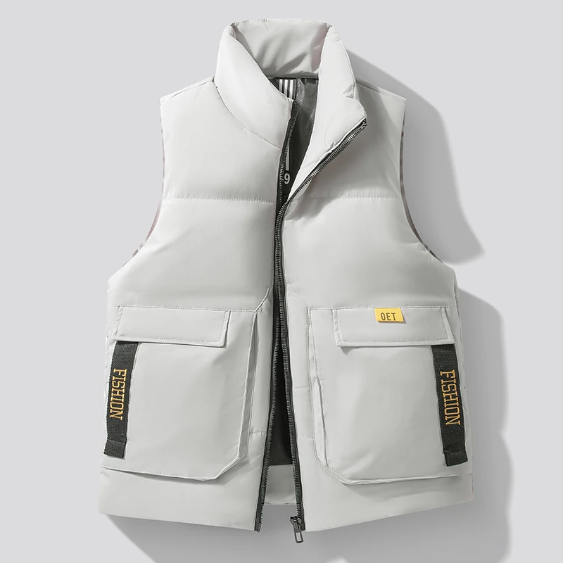 Gilet Stand-up UR sans manches pour hommes, manteau chaud décontracté, gilet coupe-vent avec stratifié épais, tendance de la mode, cPossible, automne et hiver