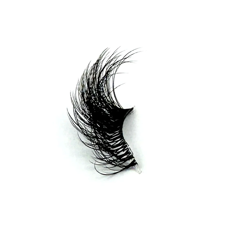 10pairsFluffy Half eye Mink Eyelashes Clear Band Eye Lashes Crisscross Transparent Band False Eyelashes Handmade Dramatic Lashes