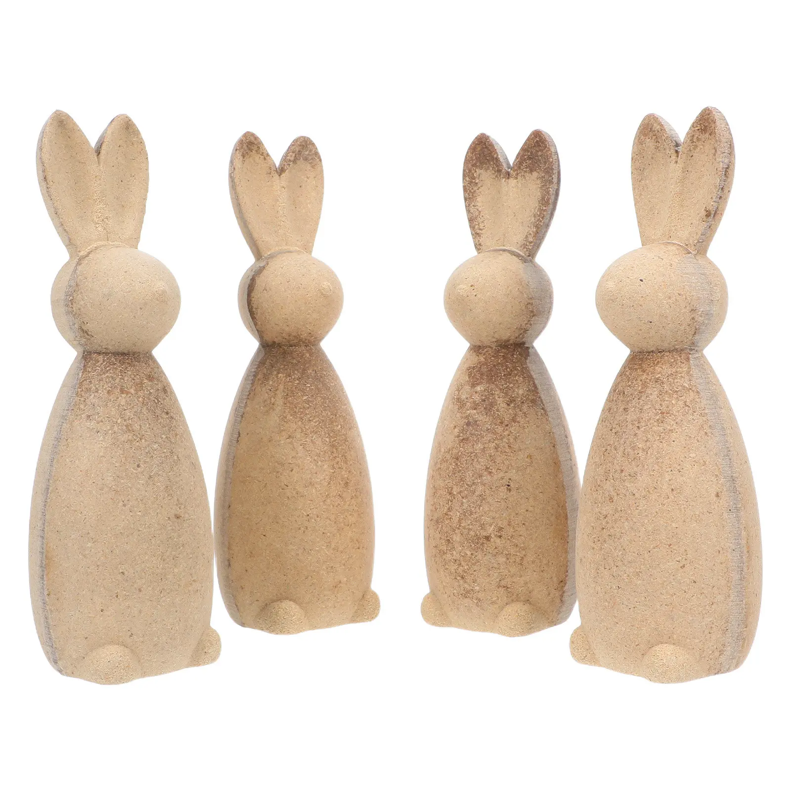 

4Pcs Wooden Easter Bunny Peg Figures Unfinished Natural Wood Blank Craft for DIY Painting Holiday Decoration Tabletop Decor