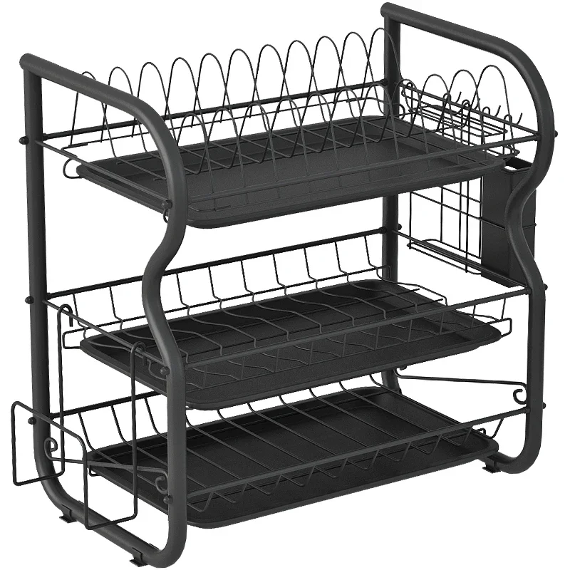 

Multilayer Kitchen Storage Shelf Dish Drain Rack Cabinet Organizer for Home Countertop Floor Standing Dishware Storage