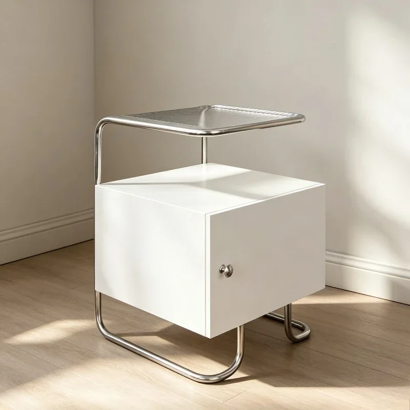 Minimalist Double Layer Bedside Table Cube Drawer Cabinet Aesthetic Small Night Stand Living Room Side Accent Table