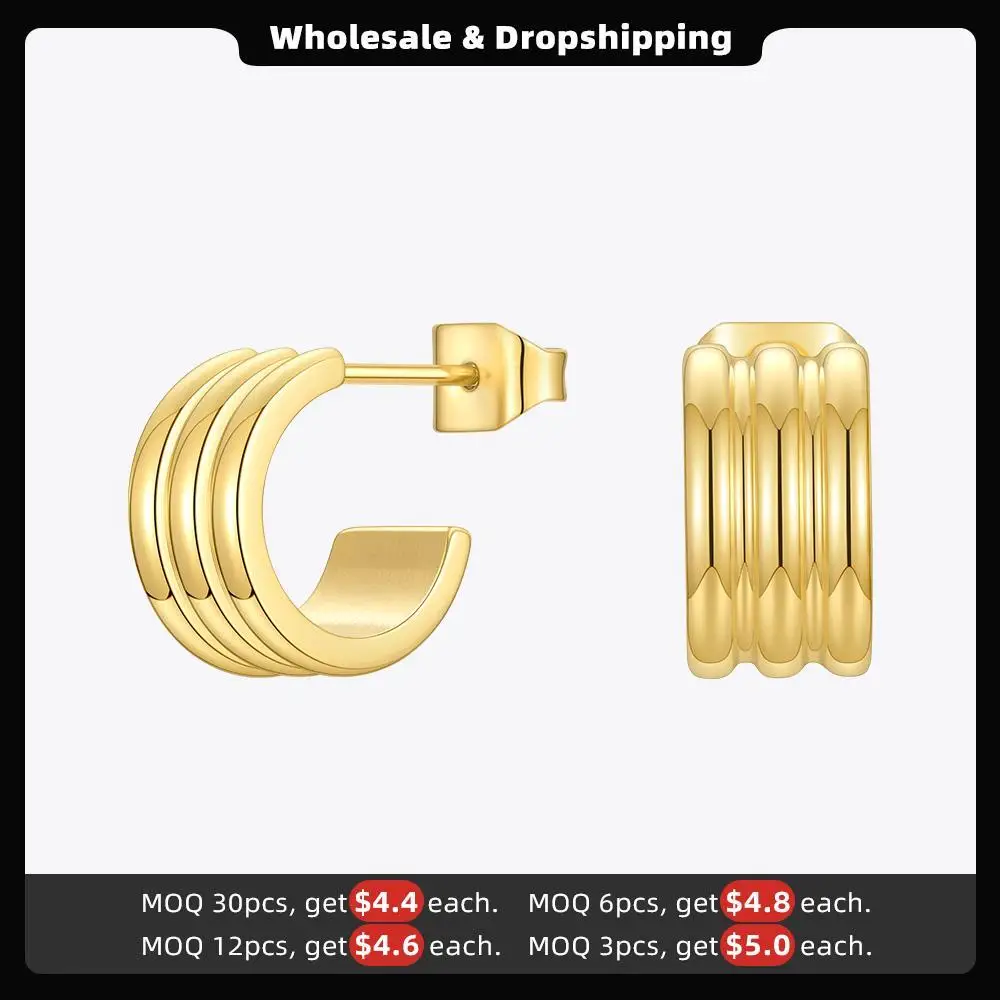 ENFASHION C Shape Cute Stud Earring For Women Gold Color Small Line Earrings 2021 Stainless Steel Fashion Jewelry Brincos E1219