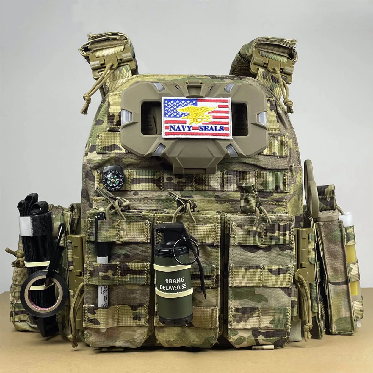 Full Set Camouflage Tactical Vest Quick Release MOLLE Chest Rig Plate Carrier for Wargame Airsoft Outdoor Training Cosplay Gear
