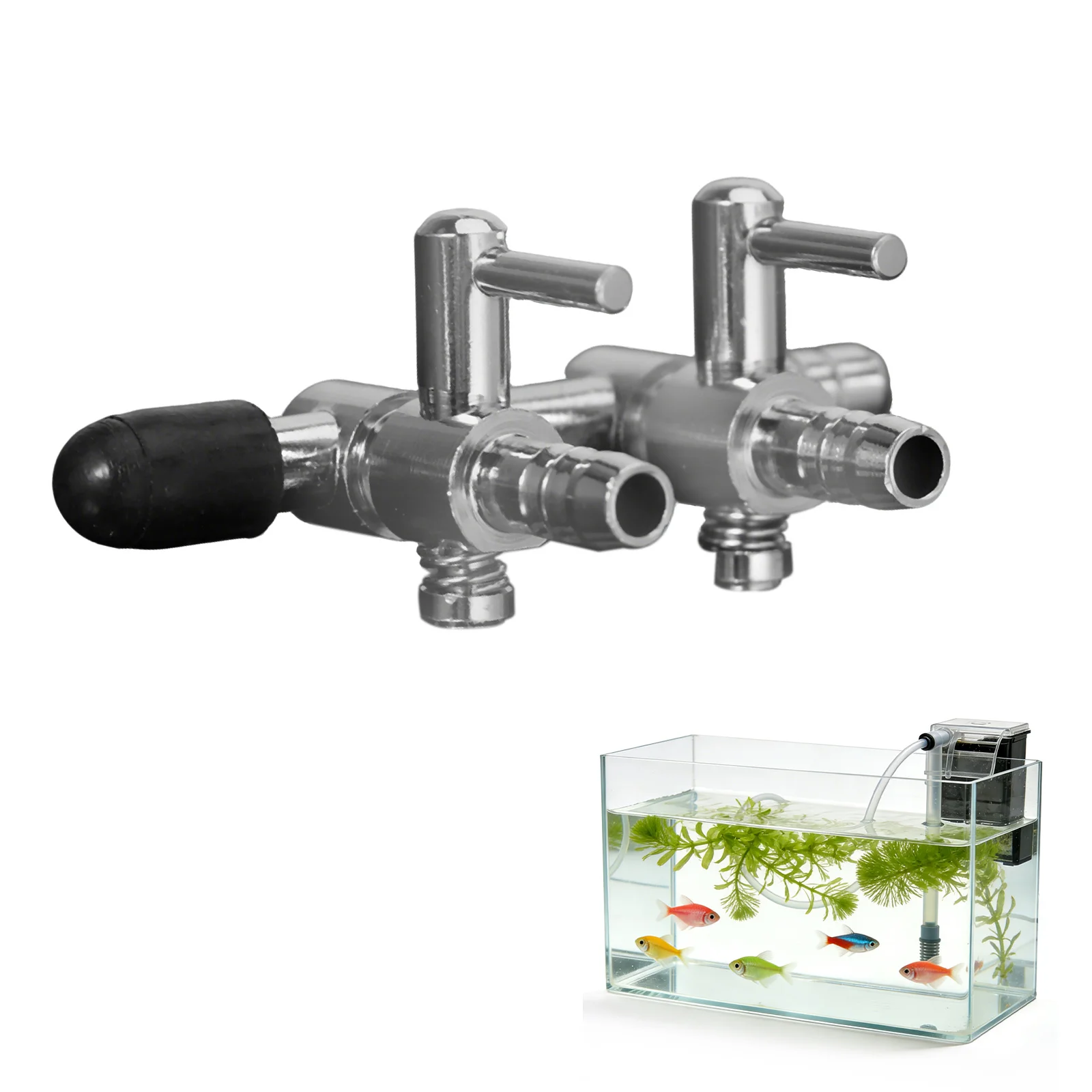 

Stainless Steel Aquarium Oxygen Tube Distributor 2 Way Inline Air Pump Flow Lever Control Splitter Switch Tap for Pond Aerator
