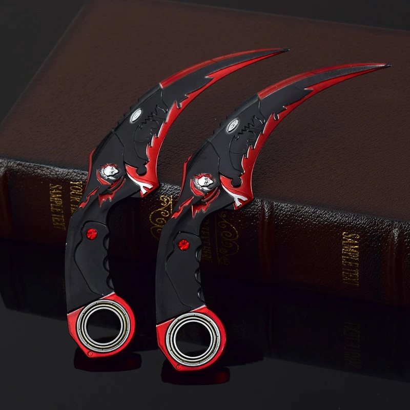 18 cm Draak Karambit Draaibare Legering Ambachtelijke Model Donkere Maan Dubbele Doorn Klauw Mes Gouden Draak wapens Training Messen Speelgoed jongen