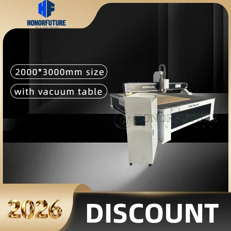 CNC Router with Large Size Engraving Machine for with Vacuum Table Wood Metal Milling Tools Water/Air Cooling with Mach3/NC 2030