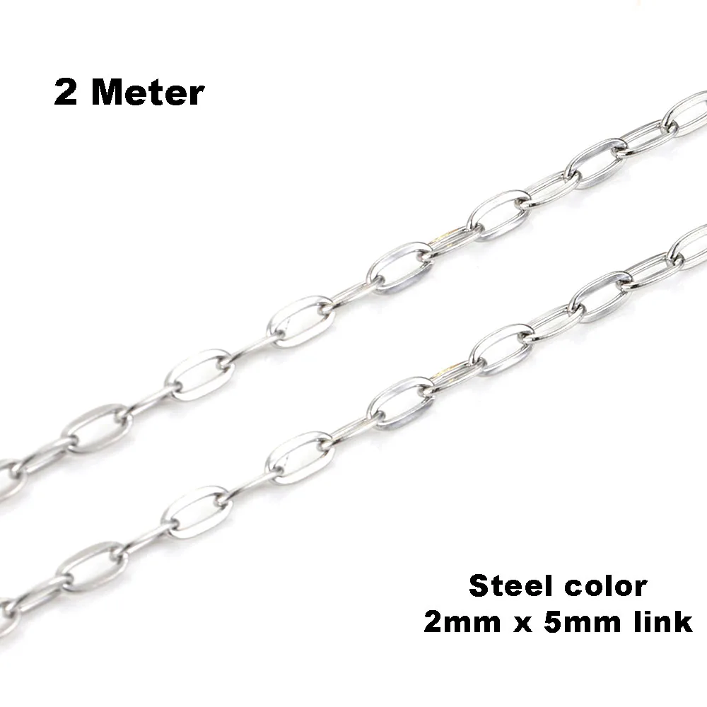 2 Meters Stainless Steel Chains 2X5mm for DIY Jewelry Making