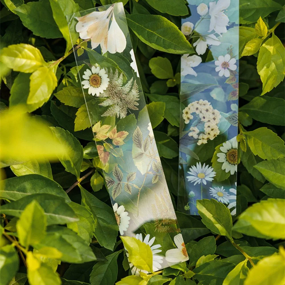 5pcs PVC Flower Travel Series Bookmark Translucent Four Seasons Reading Book Mark Stationery Natural Plant Bookmark