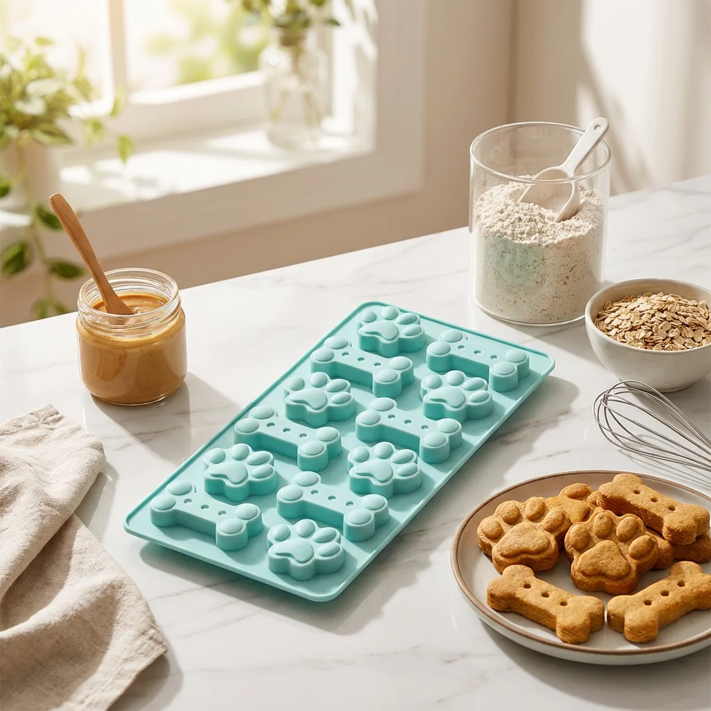 Cute Puppy Footprint Silicone Cake Mold For Candy Chocolate Fondant Reusable Bone Baking Mould Household DIY Kitchen Supplies