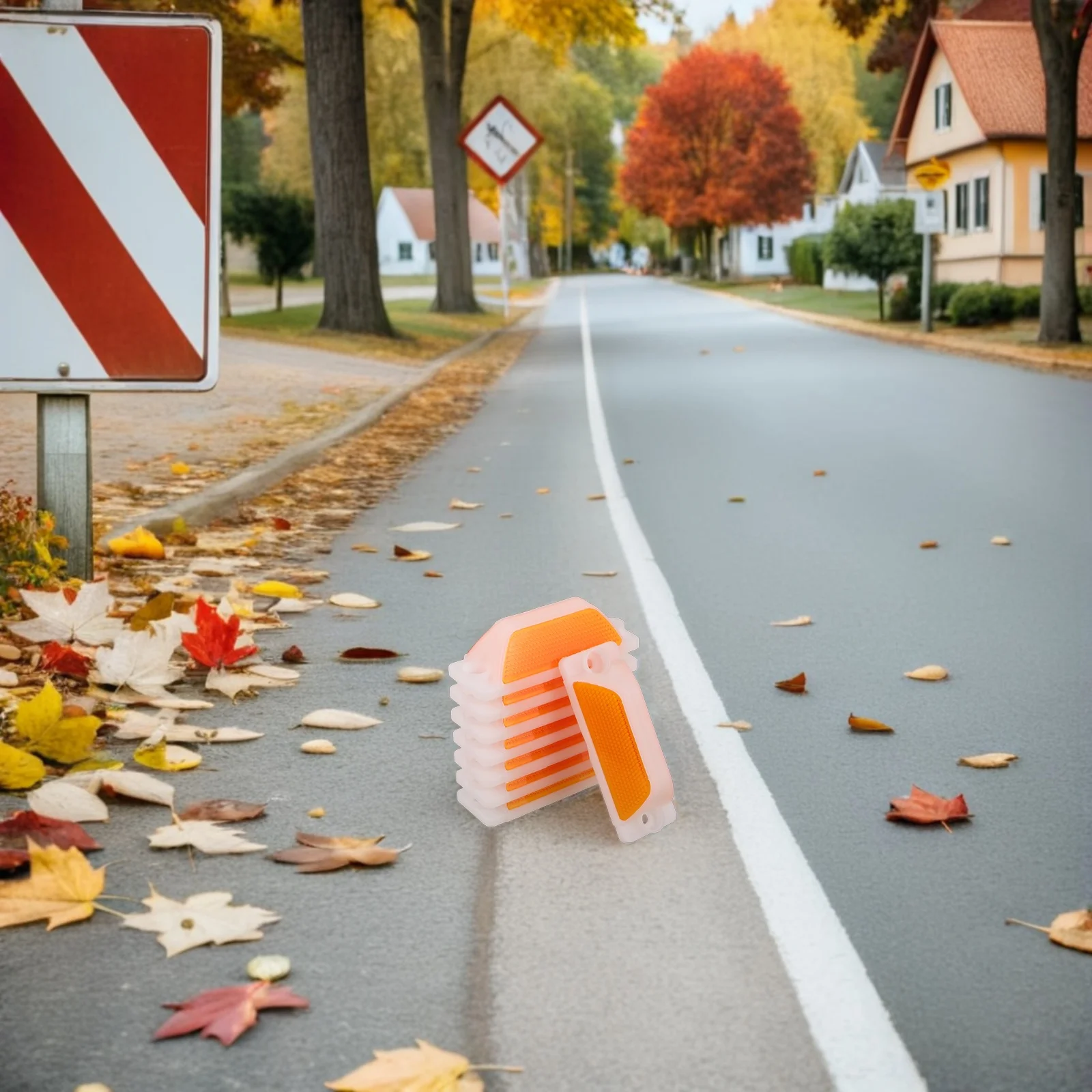 8Pcs Reflective Driveway Markers Plastic Road Studs High Visibility Safety Posts for Pavement Garage Highway Warning Signs