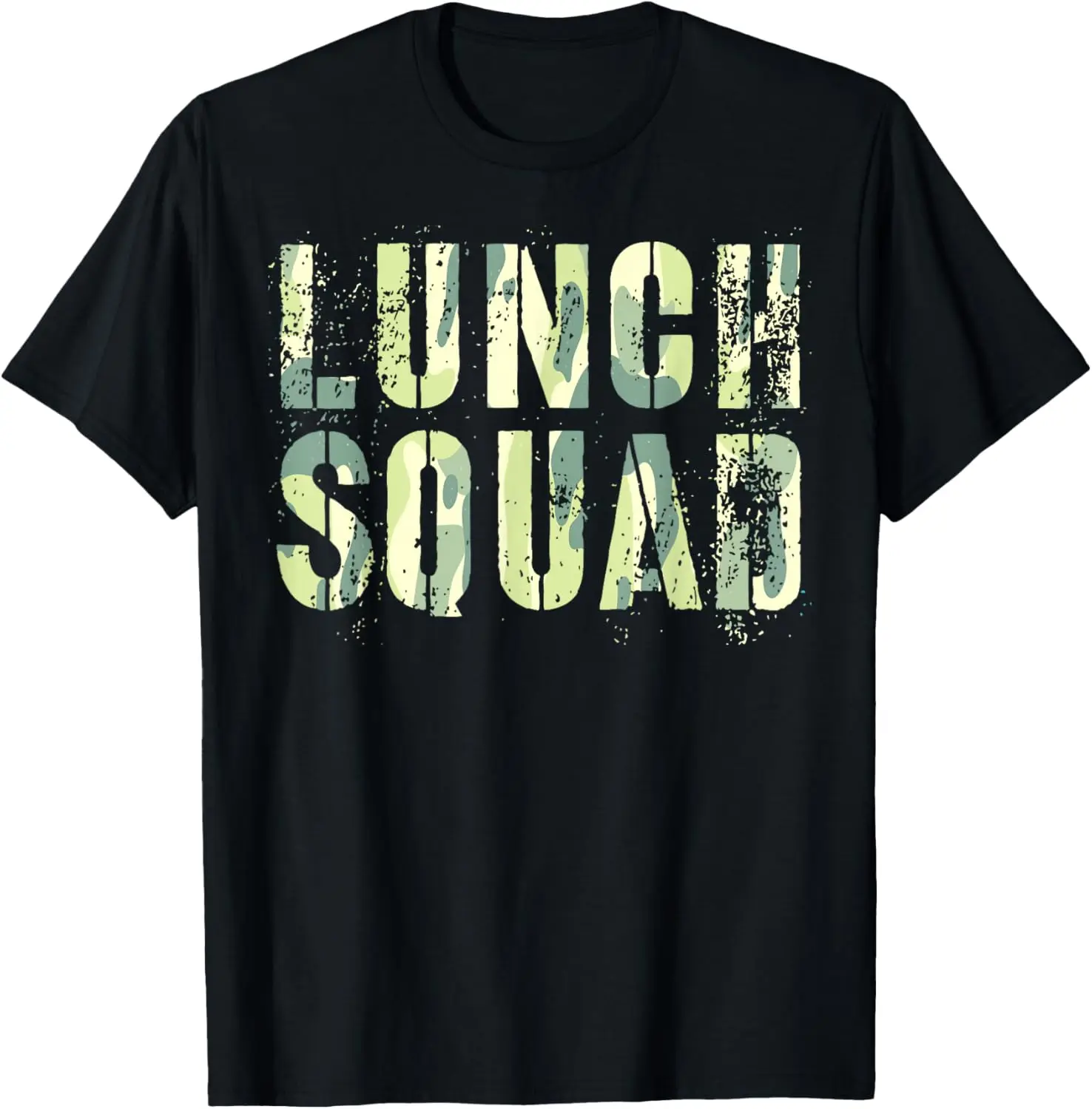 Camo LUNCH SQUAD Vintage School Office Food Service Crew T-Shirt