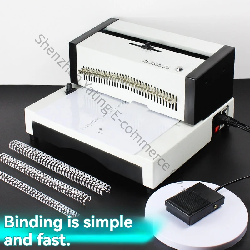WE25A Electric Punching Pressure Ring Iron Binding 34 Square Hole Office YO Loose-leaf  A4 Certificate Desk Calendar Double Coil