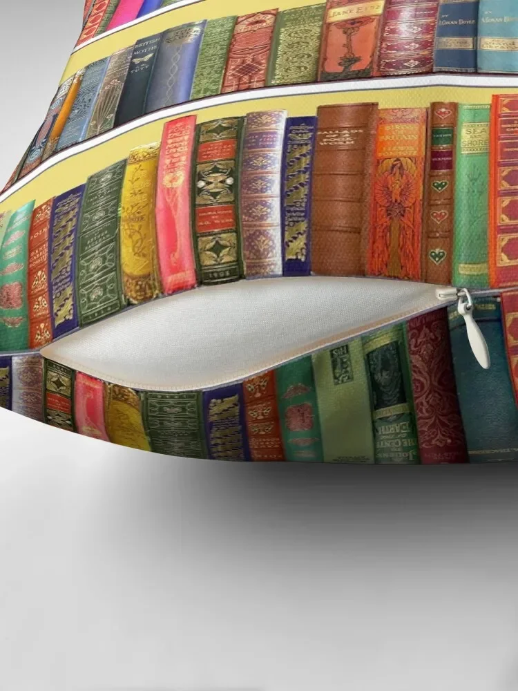 Christmas books, christmas library, Vintage Bookshelf on yellow Throw Pillow anime girl Sofa Covers Pillow