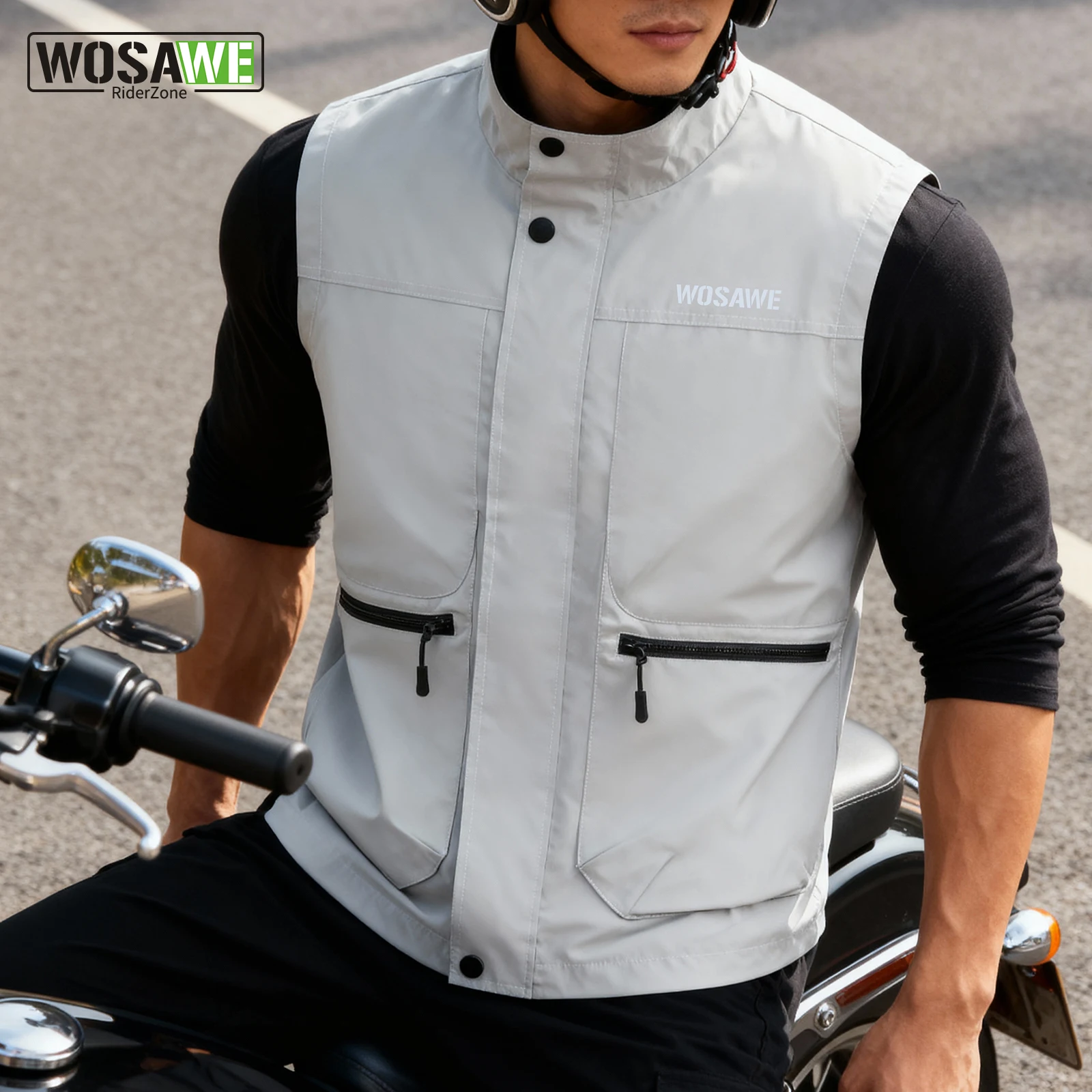 

WOSAWE Cycling Jacket Sleeveless Autumn Reflective Cycling Windbreak Men Windproof Waterproof Cycling Vest Man Women