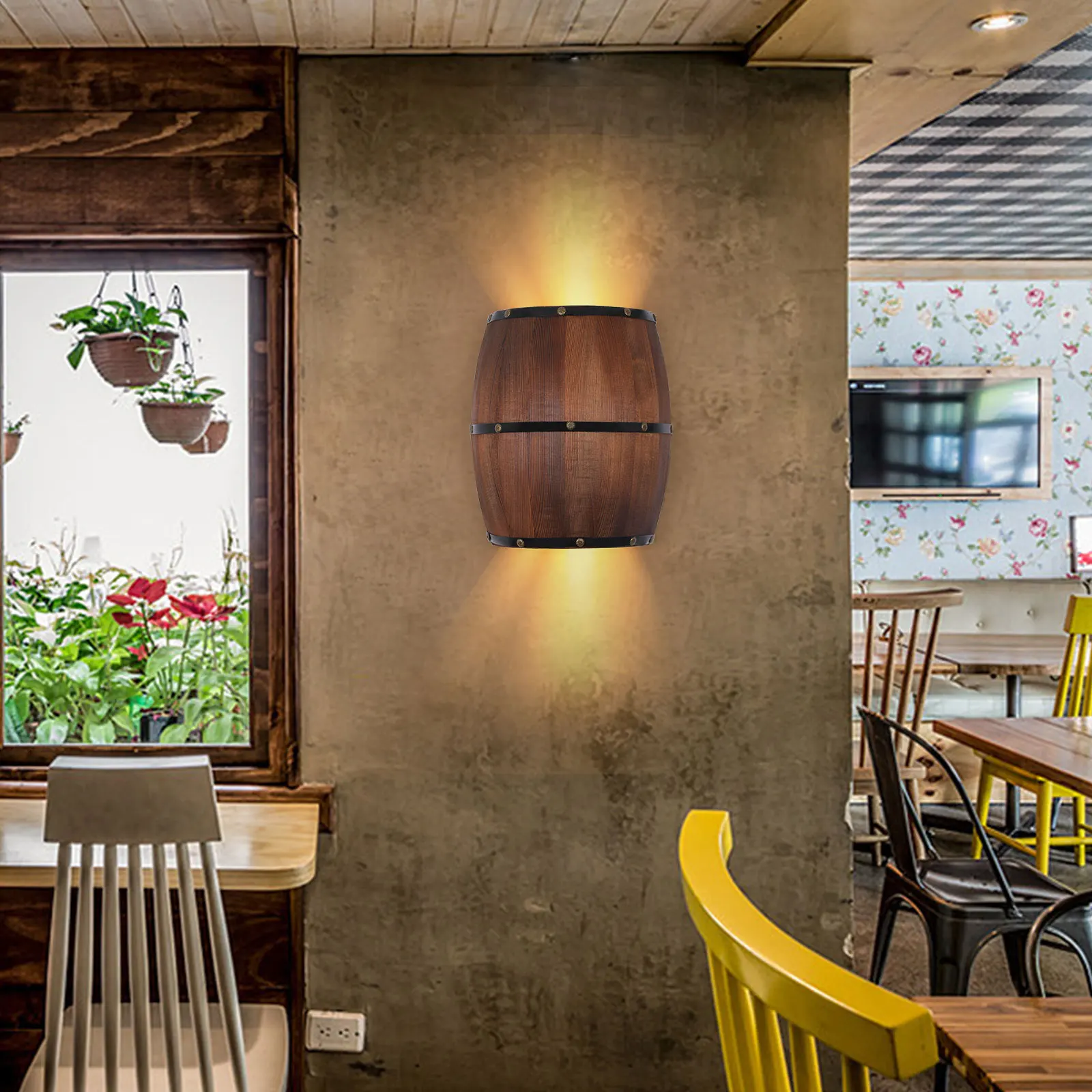مصباح جداري على شكل برميل خشبي نصف دائري، مصادر إضاءة LED غير لامعة، عاكس الضوء، مصباح جداري خشبي داخلي