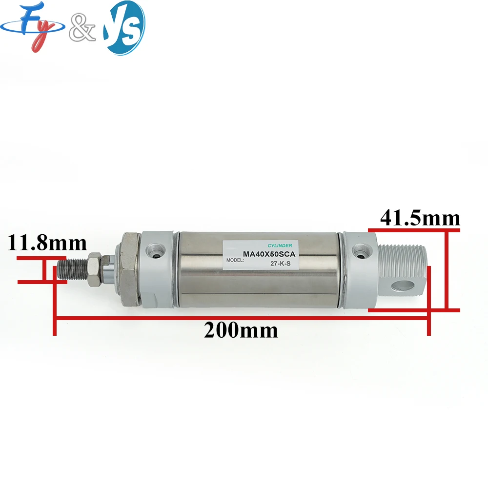 MA40X50-S-CA Short-Stroke Pneumatic Air Cylinder 40mm Bore Full Extension Return Motion Industrial Pneumatic