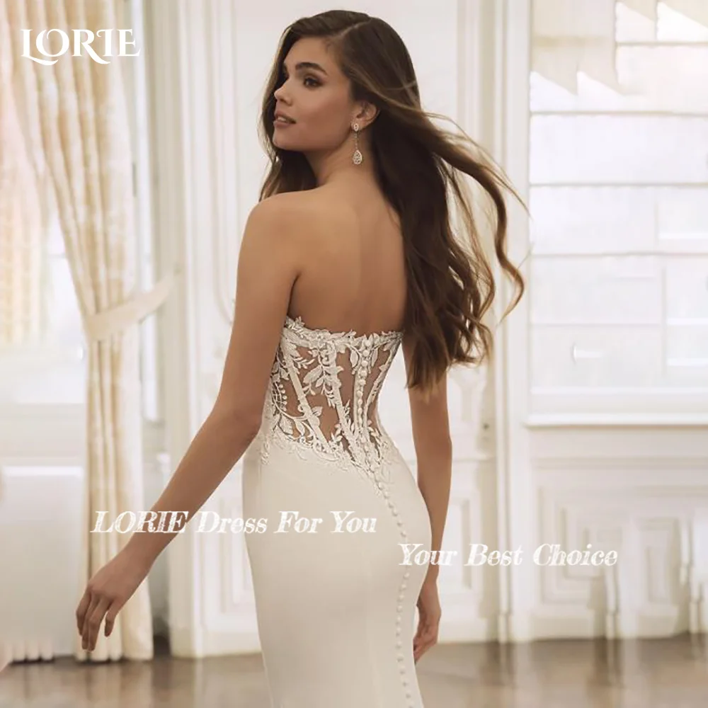 

LORIE Lace Vintage Wedding Dresses Applique Detachable Strapless Bobycon Backless Mermaid Bridal Gown Customized Party Dresses