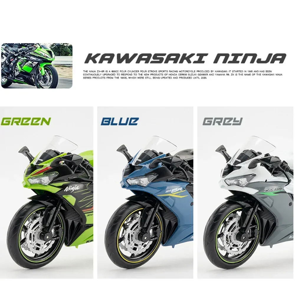 1:12 Kawasaki Motors Toys NinjaX6R Metal Diecasats Motorcycle Model With Front Wheel Steering Alloy Fuel Tank Toy For Kids' Gift
