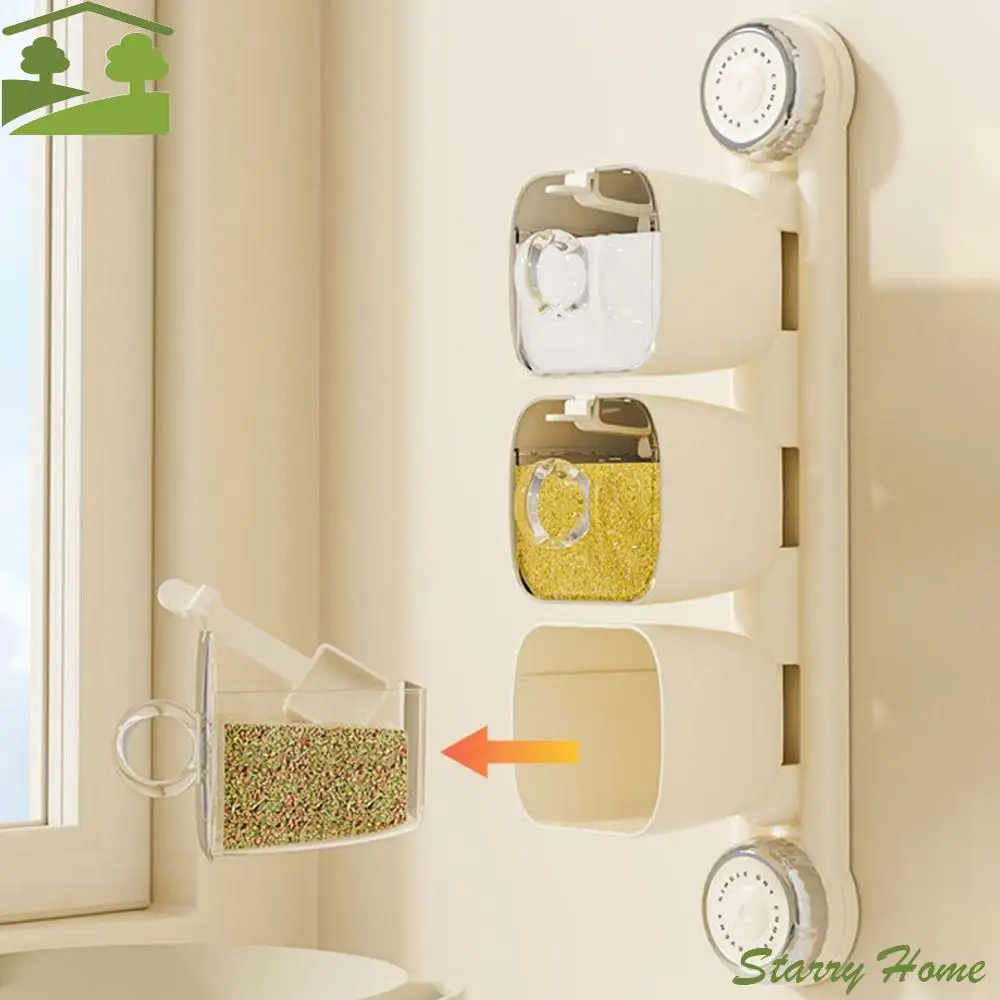 

Вращающаяся присоска, коробка для приправ, без дырокола, 2/3 сетки, настенный контейнер для приправ, влагостойкий с ложками